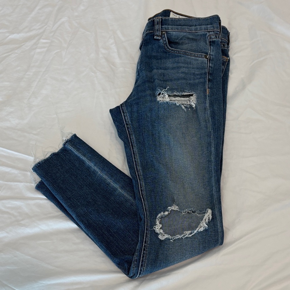rag & bone Distressed Dark Blue Skinny Jeans